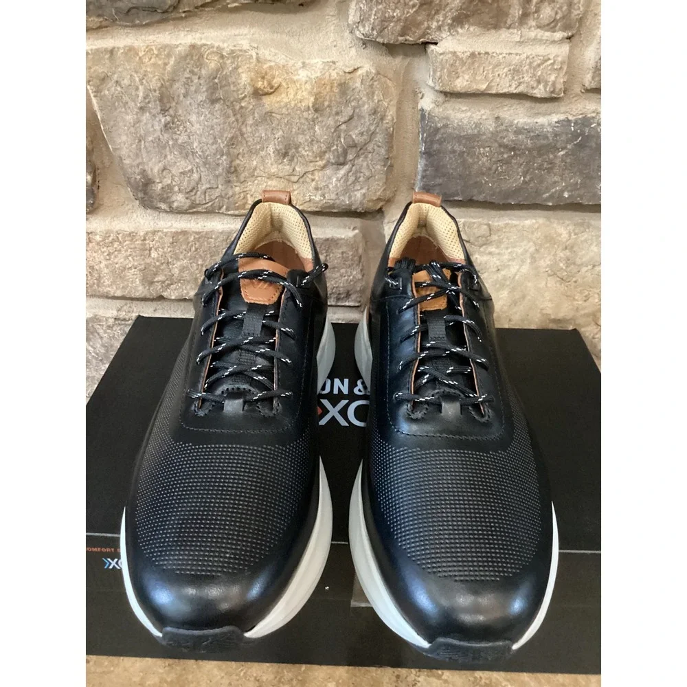 Johnston & Murphy XC + Declan Mens Size 10.5 U-Throat Black Leather Sneakers New